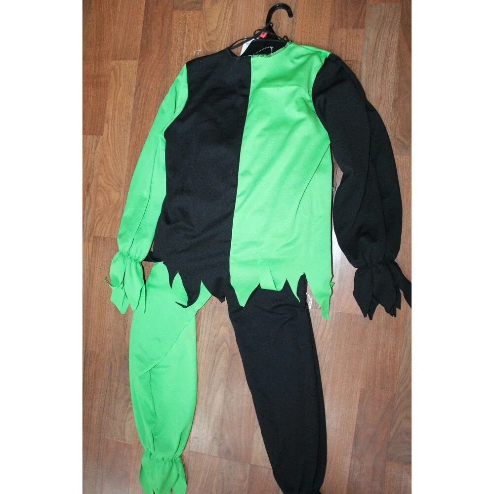 Boys LRG 10 12 Evil Jester Joker Halloween‎ Renaissance Costume Skeleton NEW